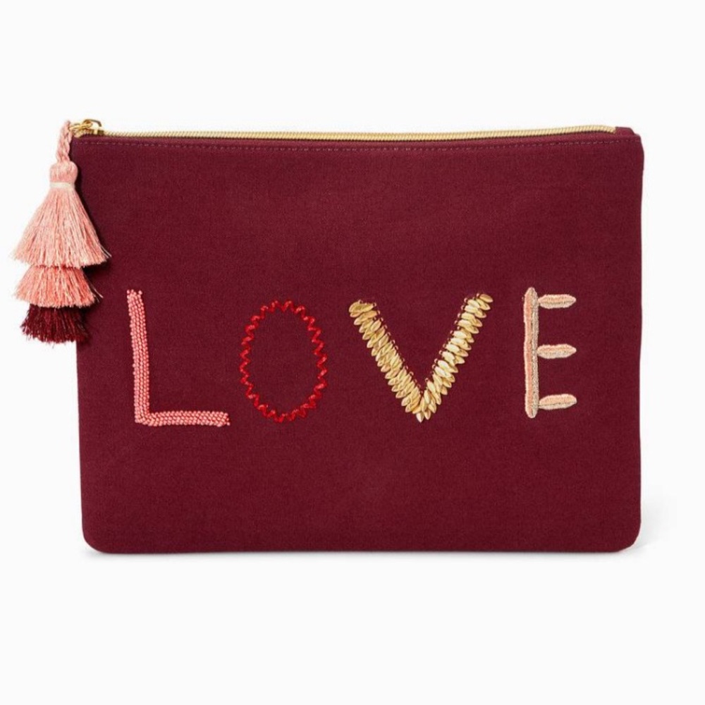 Stella & Dot Embroidered Love Pouch